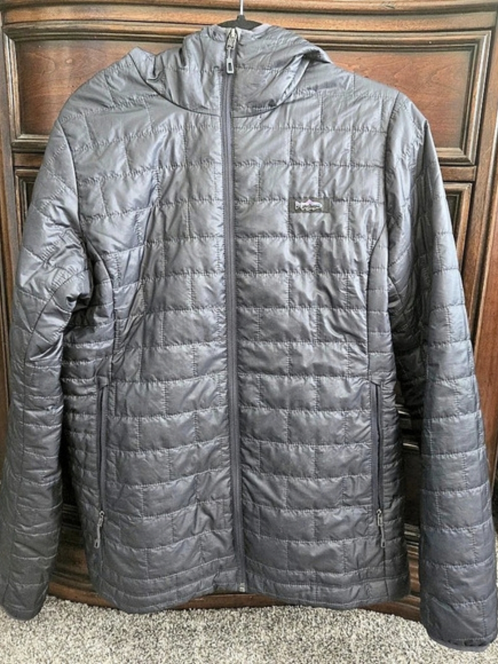 Patagonia Nano Puff Fitz Roy Trout Hoody Puffer Jacket Black XL